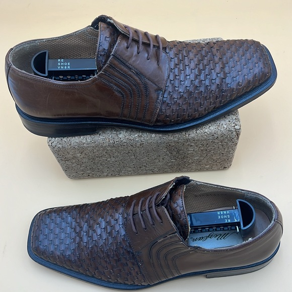 Mezlan Montale  Handmade Leather Derby Woven Mens 8M - Picture 2 of 10